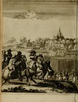 An illustration from Het ontroerde Nederlandt, door de wapenen des konings van Vrankryk : dat is een waarchtigh verhaal van den Fransen, Engelsen, Keulsen, en Munstersen oorlogh, tegen de Vereenigde Nederlanden, met desselfs binnelandtse beroerten ... (1674)