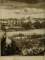 An illustration from Het ontroerde Nederlandt, door de wapenen des konings van Vrankryk : dat is een waarchtigh verhaal van den Fransen, Engelsen, Keulsen, en Munstersen oorlogh, tegen de Vereenigde Nederlanden, met desselfs binnelandtse beroerten ... (1674)