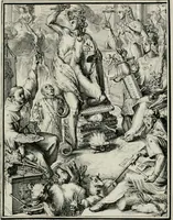 An illustration from Hieroglyphica, of, Merkbeelden der oude volkeren : namentlyk Egyptenaren, Chaldeeuwen, Feniciers, Joden, Grieken, Romeynen, enz. : nevens een omstandig bericht van het verval en voortkruypende verbastering der godsdiensten door verscheyde eeuwen : en eyndelyk de hervorming, tot op deze tyden toe vervolgt : In LXIII. hoofdstukken, en zoo veele kopere print-blaaden (1735)
