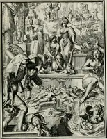 An illustration from Hieroglyphica, of, Merkbeelden der oude volkeren : namentlyk Egyptenaren, Chaldeeuwen, Feniciers, Joden, Grieken, Romeynen, enz. : nevens een omstandig bericht van het verval en voortkruypende verbastering der godsdiensten door verscheyde eeuwen : en eyndelyk de hervorming, tot op deze tyden toe vervolgt : In LXIII. hoofdstukken, en zoo veele kopere print-blaaden (1735)