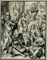 An illustration from Hieroglyphica, of, Merkbeelden der oude volkeren : namentlyk Egyptenaren, Chaldeeuwen, Feniciers, Joden, Grieken, Romeynen, enz. : nevens een omstandig bericht van het verval en voortkruypende verbastering der godsdiensten door verscheyde eeuwen : en eyndelyk de hervorming, tot op deze tyden toe vervolgt : In LXIII. hoofdstukken, en zoo veele kopere print-blaaden (1735)
