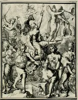 An illustration from Hieroglyphica, of, Merkbeelden der oude volkeren : namentlyk Egyptenaren, Chaldeeuwen, Feniciers, Joden, Grieken, Romeynen, enz. : nevens een omstandig bericht van het verval en voortkruypende verbastering der godsdiensten door verscheyde eeuwen : en eyndelyk de hervorming, tot op deze tyden toe vervolgt : In LXIII. hoofdstukken, en zoo veele kopere print-blaaden (1735)