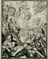 An illustration from Hieroglyphica, of, Merkbeelden der oude volkeren : namentlyk Egyptenaren, Chaldeeuwen, Feniciers, Joden, Grieken, Romeynen, enz. : nevens een omstandig bericht van het verval en voortkruypende verbastering der godsdiensten door verscheyde eeuwen : en eyndelyk de hervorming, tot op deze tyden toe vervolgt : In LXIII. hoofdstukken, en zoo veele kopere print-blaaden (1735)