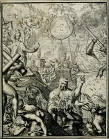 An illustration from Hieroglyphica, of, Merkbeelden der oude volkeren : namentlyk Egyptenaren, Chaldeeuwen, Feniciers, Joden, Grieken, Romeynen, enz. : nevens een omstandig bericht van het verval en voortkruypende verbastering der godsdiensten door verscheyde eeuwen : en eyndelyk de hervorming, tot op deze tyden toe vervolgt : In LXIII. hoofdstukken, en zoo veele kopere print-blaaden (1735)