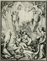 An illustration from Hieroglyphica, of, Merkbeelden der oude volkeren : namentlyk Egyptenaren, Chaldeeuwen, Feniciers, Joden, Grieken, Romeynen, enz. : nevens een omstandig bericht van het verval en voortkruypende verbastering der godsdiensten door verscheyde eeuwen : en eyndelyk de hervorming, tot op deze tyden toe vervolgt : In LXIII. hoofdstukken, en zoo veele kopere print-blaaden (1735)
