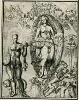 An illustration from Hieroglyphica, of, Merkbeelden der oude volkeren : namentlyk Egyptenaren, Chaldeeuwen, Feniciers, Joden, Grieken, Romeynen, enz. : nevens een omstandig bericht van het verval en voortkruypende verbastering der godsdiensten door verscheyde eeuwen : en eyndelyk de hervorming, tot op deze tyden toe vervolgt : In LXIII. hoofdstukken, en zoo veele kopere print-blaaden (1735)