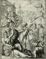 An illustration from Hieroglyphica, of, Merkbeelden der oude volkeren : namentlyk Egyptenaren, Chaldeeuwen, Feniciers, Joden, Grieken, Romeynen, enz. : nevens een omstandig bericht van het verval en voortkruypende verbastering der godsdiensten door verscheyde eeuwen : en eyndelyk de hervorming, tot op deze tyden toe vervolgt : In LXIII. hoofdstukken, en zoo veele kopere print-blaaden (1735)