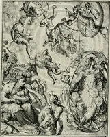 An illustration from Hieroglyphica, of, Merkbeelden der oude volkeren : namentlyk Egyptenaren, Chaldeeuwen, Feniciers, Joden, Grieken, Romeynen, enz. : nevens een omstandig bericht van het verval en voortkruypende verbastering der godsdiensten door verscheyde eeuwen : en eyndelyk de hervorming, tot op deze tyden toe vervolgt : In LXIII. hoofdstukken, en zoo veele kopere print-blaaden (1735)