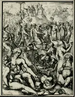 An illustration from Hieroglyphica, of, Merkbeelden der oude volkeren : namentlyk Egyptenaren, Chaldeeuwen, Feniciers, Joden, Grieken, Romeynen, enz. : nevens een omstandig bericht van het verval en voortkruypende verbastering der godsdiensten door verscheyde eeuwen : en eyndelyk de hervorming, tot op deze tyden toe vervolgt : In LXIII. hoofdstukken, en zoo veele kopere print-blaaden (1735)