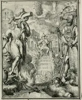 An illustration from Hieroglyphica, of, Merkbeelden der oude volkeren : namentlyk Egyptenaren, Chaldeeuwen, Feniciers, Joden, Grieken, Romeynen, enz. : nevens een omstandig bericht van het verval en voortkruypende verbastering der godsdiensten door verscheyde eeuwen : en eyndelyk de hervorming, tot op deze tyden toe vervolgt : In LXIII. hoofdstukken, en zoo veele kopere print-blaaden (1735)