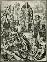 Picture 29 of 66 from Hieroglyphica, of, Merkbeelden der oude volkeren : namentlyk Egyptenaren, Chaldeeuwen, Feniciers, Joden, Grieken, Romeynen, enz. : nevens een omstandig bericht van het verval en voortkruypende verbastering der godsdiensten door verscheyde eeuwen : en eyndelyk de hervorming, tot op deze tyden toe vervolgt : In LXIII. hoofdstukken, en zoo veele kopere print-blaaden (1735), leaf 58