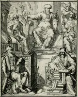 An illustration from Hieroglyphica, of, Merkbeelden der oude volkeren : namentlyk Egyptenaren, Chaldeeuwen, Feniciers, Joden, Grieken, Romeynen, enz. : nevens een omstandig bericht van het verval en voortkruypende verbastering der godsdiensten door verscheyde eeuwen : en eyndelyk de hervorming, tot op deze tyden toe vervolgt : In LXIII. hoofdstukken, en zoo veele kopere print-blaaden (1735)