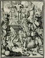 An illustration from Hieroglyphica, of, Merkbeelden der oude volkeren : namentlyk Egyptenaren, Chaldeeuwen, Feniciers, Joden, Grieken, Romeynen, enz. : nevens een omstandig bericht van het verval en voortkruypende verbastering der godsdiensten door verscheyde eeuwen : en eyndelyk de hervorming, tot op deze tyden toe vervolgt : In LXIII. hoofdstukken, en zoo veele kopere print-blaaden (1735)