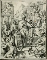 An illustration from Hieroglyphica, of, Merkbeelden der oude volkeren : namentlyk Egyptenaren, Chaldeeuwen, Feniciers, Joden, Grieken, Romeynen, enz. : nevens een omstandig bericht van het verval en voortkruypende verbastering der godsdiensten door verscheyde eeuwen : en eyndelyk de hervorming, tot op deze tyden toe vervolgt : In LXIII. hoofdstukken, en zoo veele kopere print-blaaden (1735)