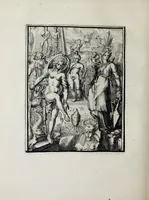 An illustration from Hieroglyphica of Merkbeelden der oude volkeren : namentlyk Egyptenaren, Chaldeeuwen, Feniciers, Joden, Grieken, Romeynen, enz. : nevens een omstandig bericht van het verval en voortkruypende verbastering der godsdiensten door verscheyde eeuwen : en eyndelyk de hervorming, tot op deze tyden toe vervolgt : in LXIII. hoofdstukken, en zoo veele kopere print-blaaden (1735)
