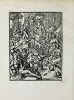 An illustration from Hieroglyphica of Merkbeelden der oude volkeren : namentlyk Egyptenaren, Chaldeeuwen, Feniciers, Joden, Grieken, Romeynen, enz. : nevens een omstandig bericht van het verval en voortkruypende verbastering der godsdiensten door verscheyde eeuwen : en eyndelyk de hervorming, tot op deze tyden toe vervolgt : in LXIII. hoofdstukken, en zoo veele kopere print-blaaden (1735)
