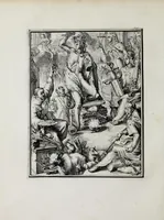 An illustration from Hieroglyphica of Merkbeelden der oude volkeren : namentlyk Egyptenaren, Chaldeeuwen, Feniciers, Joden, Grieken, Romeynen, enz. : nevens een omstandig bericht van het verval en voortkruypende verbastering der godsdiensten door verscheyde eeuwen : en eyndelyk de hervorming, tot op deze tyden toe vervolgt : in LXIII. hoofdstukken, en zoo veele kopere print-blaaden (1735)