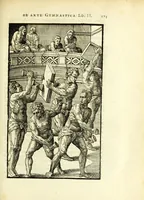 Picture 20 of 27 from Hieronymi Mercurialis Foroliviensis De arte gymnastica libri sex : in quibus exercitationum omnium vetustarum genera, loca, modi, facultates, & quidquid denique ad corporis humani exercitationes pertinet diligenter explicatur (1672), leaf 195