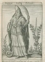 An illustration from Tractatus posthumus Jani Jacobi Boissardi Vesvuntini de divinatione et magicis præstigiis: quarum veritas ac vanitas solidè exponitur per descriptionem deorum fatidicorum qui olim responsa dederunt; eorundemque prophetarum, sacerdotum, Phoebadum, Sibyllarum et divinorum qui priscis temporibus celebres oraculis exstiterunt / Adjunctis simul omnium effigiebus, ab ipso autore ... delineatis ; jam ... æri incisis per Joh. Theodor. de Bry (1611)