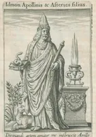 An illustration from Tractatus posthumus Jani Jacobi Boissardi Vesvuntini de divinatione et magicis præstigiis: quarum veritas ac vanitas solidè exponitur per descriptionem deorum fatidicorum qui olim responsa dederunt; eorundemque prophetarum, sacerdotum, Phoebadum, Sibyllarum et divinorum qui priscis temporibus celebres oraculis exstiterunt / Adjunctis simul omnium effigiebus, ab ipso autore ... delineatis ; jam ... æri incisis per Joh. Theodor. de Bry (1611)