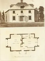 An illustration from Hints for dwellings : consisting of original designs for cottages, farm-houses, villas &c. plain and ornamental, with plans to each : in which strict attention is paid to unite convenience and elegance with economy : including some designs for town houses (1801)