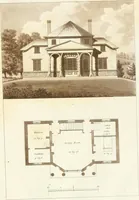 An illustration from Hints for dwellings : consisting of original designs for cottages, farm-houses, villas &c. plain and ornamental, with plans to each : in which strict attention is paid to unite convenience and elegance with economy : including some designs for town houses (1801)