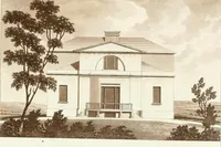 An illustration from Hints for dwellings : consisting of original designs for cottages, farm-houses, villas &c. plain and ornamental, with plans to each : in which strict attention is paid to unite convenience and elegance with economy : including some designs for town houses (1801)