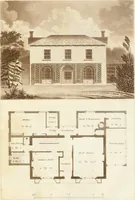 An illustration from Hints for dwellings : consisting of original designs for cottages, farm-houses, villas &c. plain and ornamental, with plans to each : in which strict attention is paid to unite convenience and elegance with economy : including some designs for town houses (1801)