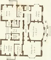 An illustration from Hints for dwellings : consisting of original designs for cottages, farm-houses, villas &c. plain and ornamental, with plans to each : in which strict attention is paid to unite convenience and elegance with economy : including some designs for town houses (1801)