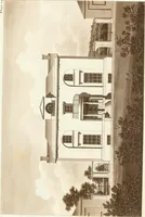 An illustration from Hints for dwellings : consisting of original designs for cottages, farm-houses, villas &c. plain and ornamental, with plans to each : in which strict attention is paid to unite convenience and elegance with economy : including some designs for town houses (1801)