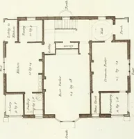 An illustration from Hints for dwellings : consisting of original designs for cottages, farm-houses, villas &c. plain and ornamental, with plans to each : in which strict attention is paid to unite convenience and elegance with economy : including some designs for town houses (1801)
