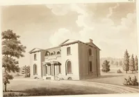 An illustration from Hints for dwellings : consisting of original designs for cottages, farm-houses, villas &c. plain and ornamental, with plans to each : in which strict attention is paid to unite convenience and elegance with economy : including some designs for town houses (1801)