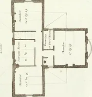 An illustration from Hints for dwellings : consisting of original designs for cottages, farm-houses, villas &c. plain and ornamental, with plans to each : in which strict attention is paid to unite convenience and elegance with economy : including some designs for town houses (1801)