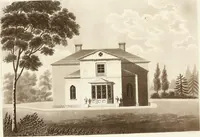 An illustration from Hints for dwellings : consisting of original designs for cottages, farm-houses, villas &c. plain and ornamental, with plans to each : in which strict attention is paid to unite convenience and elegance with economy : including some designs for town houses (1801)
