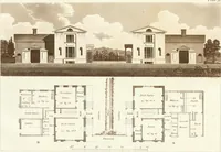 An illustration from Hints for dwellings : consisting of original designs for cottages, farm-houses, villas &c. plain and ornamental, with plans to each : in which strict attention is paid to unite convenience and elegance with economy : including some designs for town houses (1801)