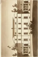 An illustration from Hints for dwellings : consisting of original designs for cottages, farm-houses, villas &c. plain and ornamental, with plans to each : in which strict attention is paid to unite convenience and elegance with economy : including some designs for town houses (1801)