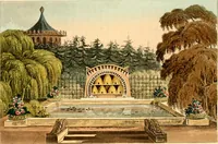 An illustration from Hints on ornamental gardening : consisting of a series of designs for garden buildings, useful and decorative gates, fences, railroads, &c., accompanied by observations on the principles and theory of rural improvement, interspersed with occasional remarks on rural architecture. (1823)