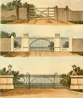 An illustration from Hints on ornamental gardening : consisting of a series of designs for garden buildings, useful and decorative gates, fences, railroads, &c., accompanied by observations on the principles and theory of rural improvement, interspersed with occasional remarks on rural architecture. (1823)