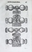 Picture 15 of 21 from Hippopronia : grundtlicher vnnd eigentlicher Bericht inn zwey Bücher verfasset : erstlichen, von Art vnd Eygenschafft der Pferde, wie die auff allerhand vnd vilfaltige Manieren vnd Weisen zu zeumen vnnd abzurichten : mit darzu gehöriger Mundstucken vnd Stangen, vff vnd Abrisse vnd andern künstlichen Figurẽ vorgebildt : so dann fürs ander von derselben Zufäll vnnd Kranckheiten, auch bewehrter Mittel, Curation vnd heilsamen Artzneyen gegründte Beschreibung : alles durch langwirige Erfahrung ... zusam̃en gebracht, vnd ... vor Jaren in Truck verfertigt (1599), leaf 79