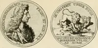An illustration from Histoire de Guillaume III., roy d'Angleterre, d'Ecosse, de France, et d'Irlande, prince d'Orange, &c.; contenant ses actions les plus memorables, depuis sa naissance jusques à son elevation sur le trône, & ce qui s'est passé dupuis jusques à l'entiere reduction du royaume d'Irlande (1692)