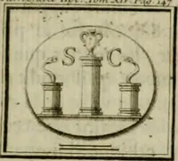 An illustration from Histoire de l'Académie royale des inscriptions et belles lettres, depuis son establissement jusqu'à présent : Avec les Mémoires de littérature tirez des registres de cette Académie depuis son renouvellement jusqu'en 1710 (1736)