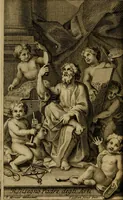 An illustration from Histoire des arts qui ont raport au dessein, divisée en trois livres, ou il est traité de son origine, de son progrés, de sa chute, & de son rétablissement. Ouvrage utile au public pour savoir ce qui s'est fait de plus considerable en tous les âges dans la peinture, la sculture, l'architecture & la gravure; & pour distinguer les bonnes manieres des mauvaises (1698)