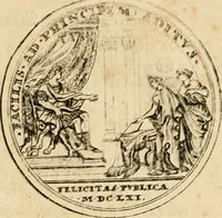 An illustration from Histoire du roy Louis le Grand, par les medailles, emblêmes, deuises, jettons, inscriptions, armoiries, et autres monumens publics (1691)