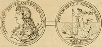 An illustration from Histoire du roy Louis le Grand, par les medailles, emblêmes, deuises, jettons, inscriptions, armoiries, et autres monumens publics (1691)