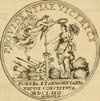 An illustration from Histoire du roy Louis le Grand, par les medailles, emblêmes, deuises, jettons, inscriptions, armoiries, et autres monumens publics (1691)