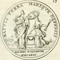 An illustration from Histoire dv roy Lovis le Grand, par les medailles, emblêmes, deuises, jettons, inscriptions, armoiries, et autres monumens publics; (1691)