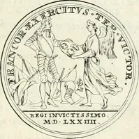 An illustration from Histoire dv roy Lovis le Grand, par les medailles, emblêmes, deuises, jettons, inscriptions, armoiries, et autres monumens publics; (1691)
