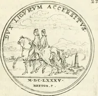 An illustration from Histoire dv roy Lovis le Grand, par les medailles, emblêmes, deuises, jettons, inscriptions, armoiries, et autres monumens publics; (1691)