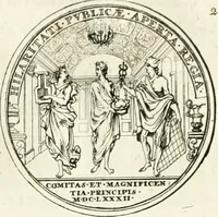 An illustration from Histoire dv roy Lovis le Grand, par les medailles, emblêmes, deuises, jettons, inscriptions, armoiries, et autres monumens publics; (1691)