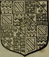 An illustration from Histoire généalogique et chronologique de la maison royale de France, des pairs, grands officiers de la couronne & de la maison du roy & des anciens barons du royaume : avec les qualitez, l'origine, le progrés & les armes de leurs familles; ensemble les statuts & le catalogue des chevaliers, commandeurs, & officiers de l'ordre du S. Esprit : le tovt dressé svr titres originaux, svr les registres des chartes du roy, du parlement, de la chambre des comptes, & du châtelet de Paris, cartulaires, manuscrits de la bibliotheque du roy, & d'autres cabinets curieux (1726)